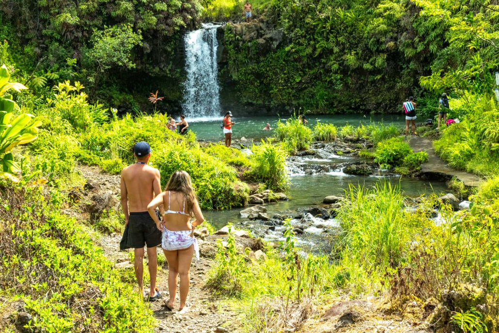 Waterfall Visitors Road to Hana Maui