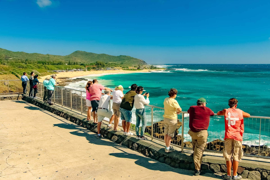 Windward Oahu Visitors At Overlook Sandy Beach Oahu