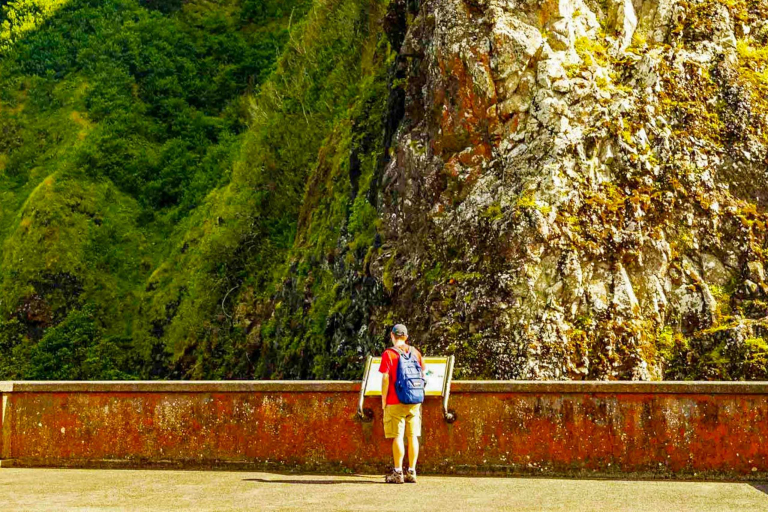 Great Shot Of Nuuanu Pali Lookout Visitor And Cliffs Oahu Feature