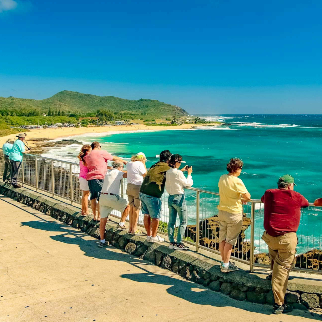 Windward Oahu Visitors At Overlook Sandy Beach Oahu 