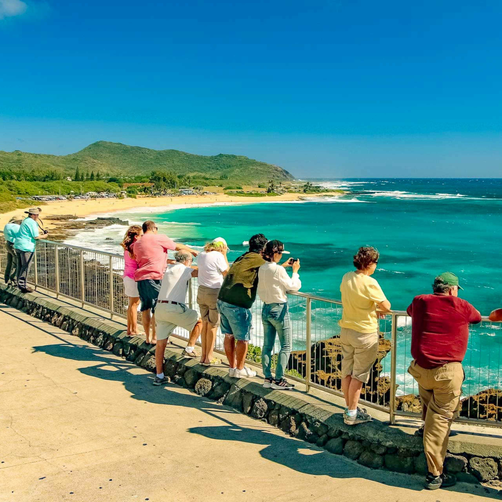 Windward Oahu Visitors At Overlook Sandy Beach Oahu 