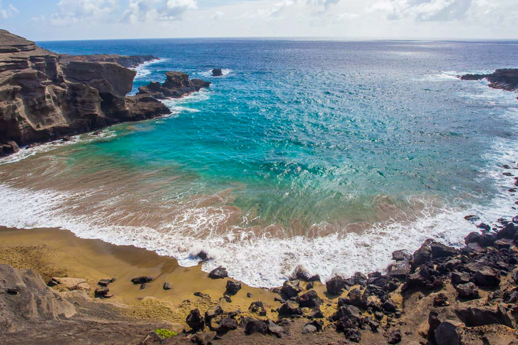 Paradisecopters Big Island Circle Experience Tour Green Sand Beach Of Hawaii Papakolea