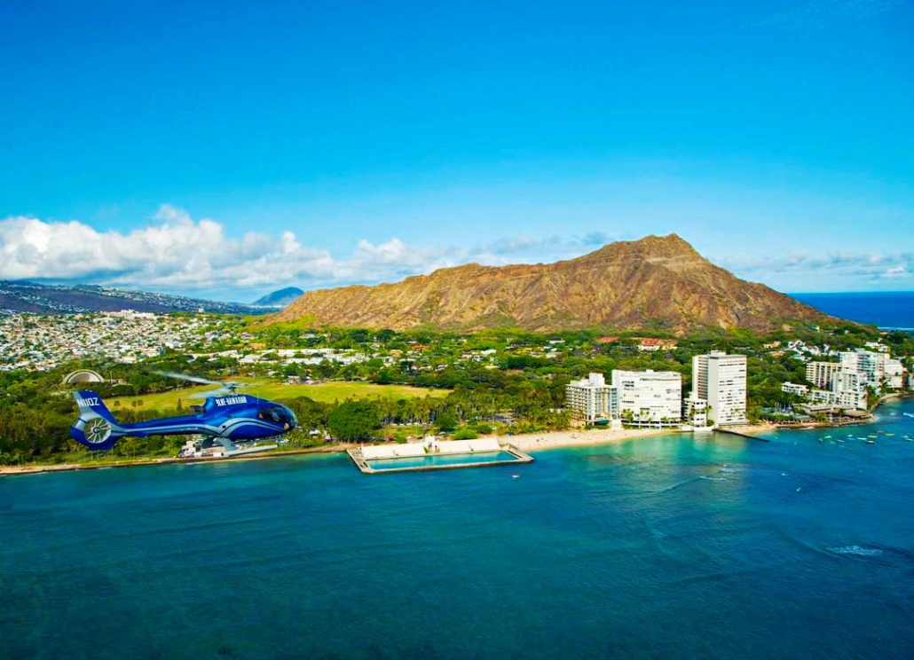Dreaming Of Hawaii Fly Over Diamond Head Lookouts Blue Hawaiian Helicopters