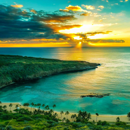 Lovely Sunrise Over Hanauma Bay On Oahu Blue Hawaiian Helicopters