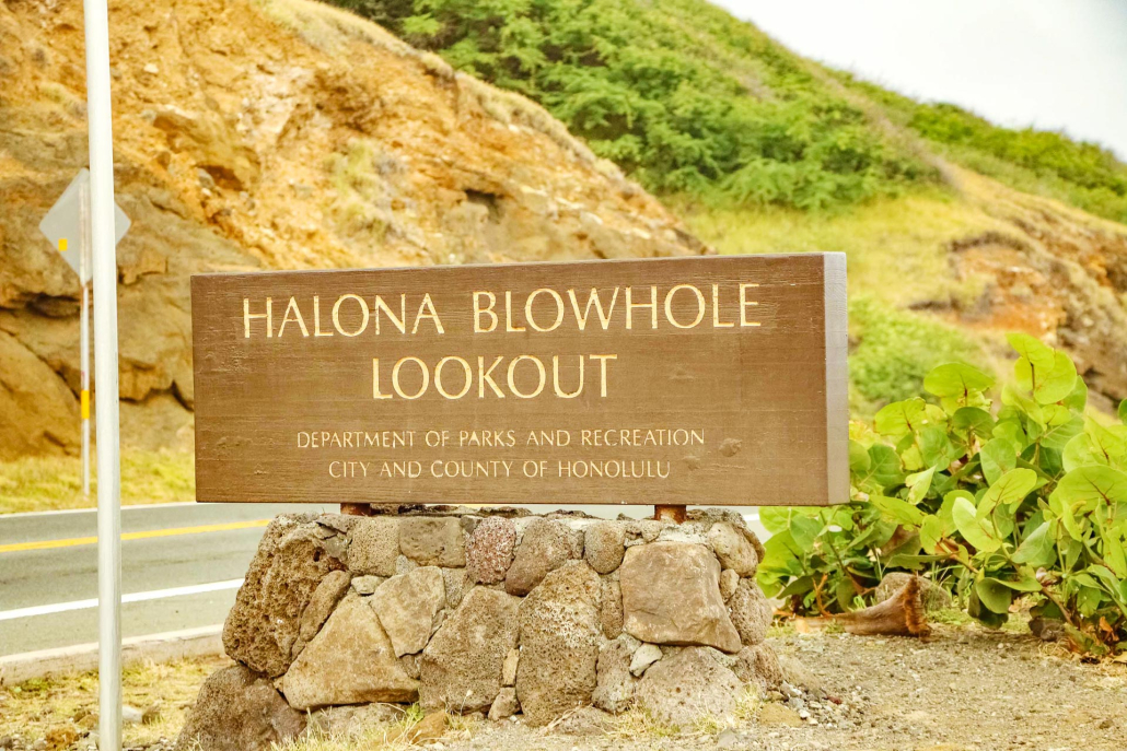 Halona Blowhole Sign Oahu Hawaii