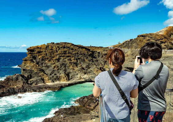 Hanola Blowhole Overlook Visitors South Oahu  Mini 