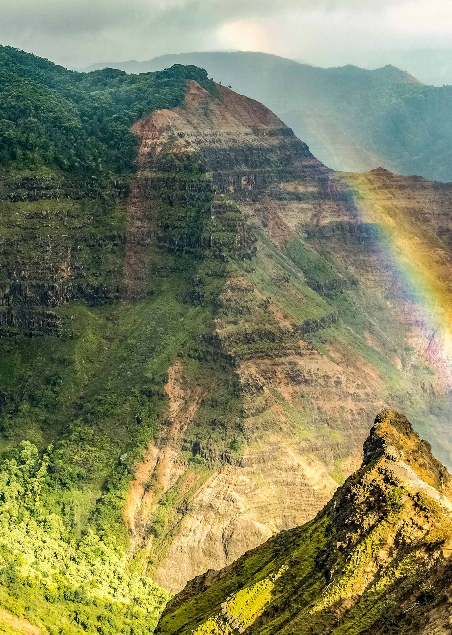 Waimea Canyon Waterfall And Rainbow Kauai